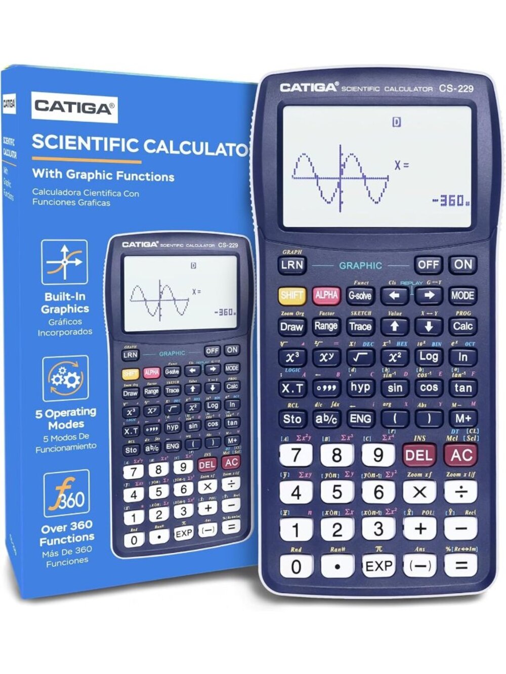 Catiga CS-229 Scientific Calculator  With Graphic Functions & Over 360 Features